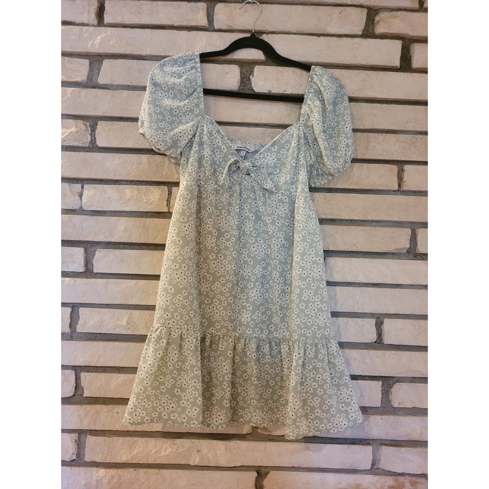 Speechless Dress Light Green With White Flowers Sweetheart Neckline Ruffle Hem